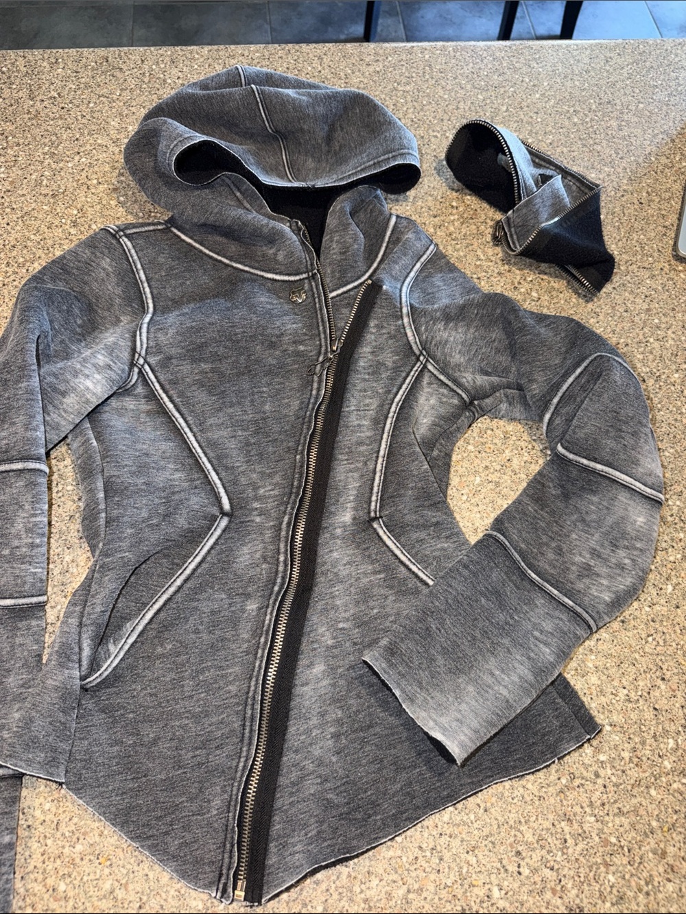 Fox  y2k Asymmetrical Zip Hooded Sweatshirt - Picture 2 of 4